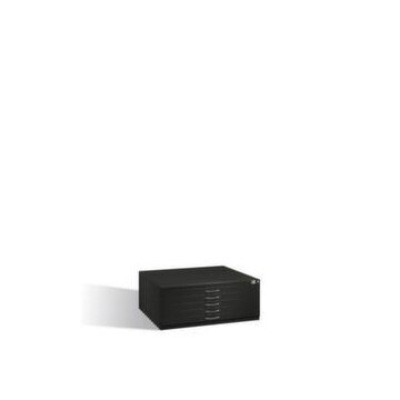 Flachablageschrank, HxBxT 420x1100x765mm, Korpus RAL7021, Front RAL3003