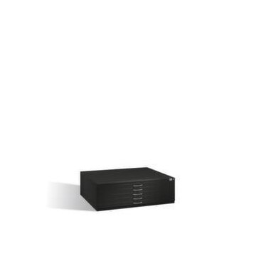 Flachablageschrank, HxBxT 420x1350x960mm, Korpus RAL7021, Front RAL3003