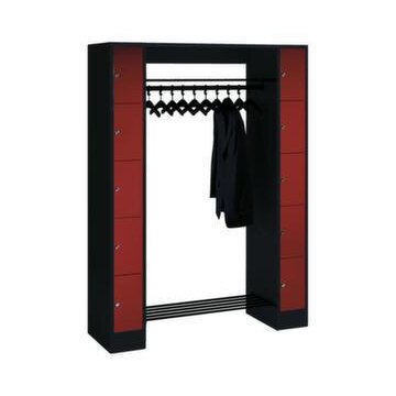 Schließfach-Garderobe,HxBxT 1950x1430x480mm,Korpus RAL7021,Front RAL3003