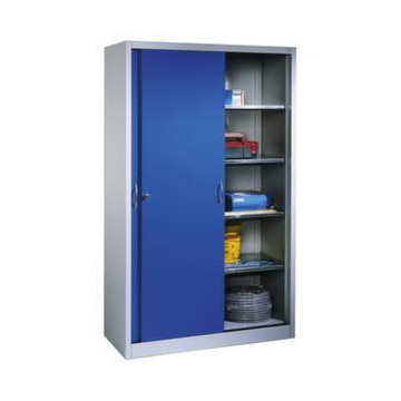 Schiebetürenschrank, HxBxT 1950x1200x400mm, Korpus RAL7035, Front RAL5010
