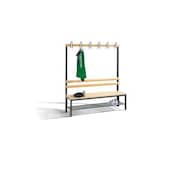 Umkleidebank, HxLxT 1650x1500x400mm, Holzleisten, Korpus RAL7035