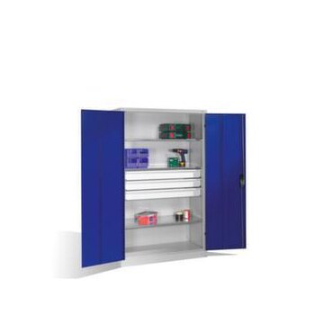 Großraum-Flügeltürenschrank, Korpus RAL7035, Front RAL5010