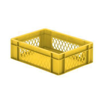 Euronorm-Stapelbehälter,HxLxB 75x400x300mm,7l,PP,gelb,Wände durchbrochen