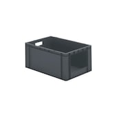 Euronorm-Stapelbehälter,HxLxB 270x600x400mm,51l,PP,grau,Wände geschlossen