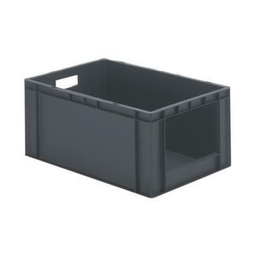 Euronorm-Stapelbehälter,HxLxB 270x600x400mm,51l,PP,grau,Wände geschlossen