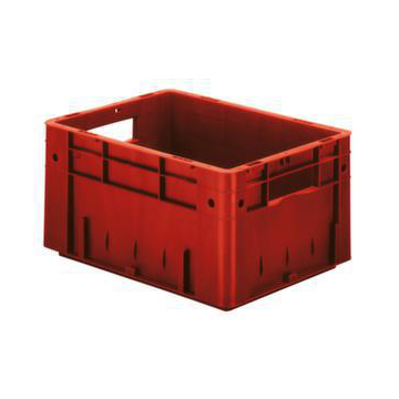 Euronorm-Stapelbehälter,HxLxB 120x400x300mm,9,2l,PP,rot,Wände geschlossen