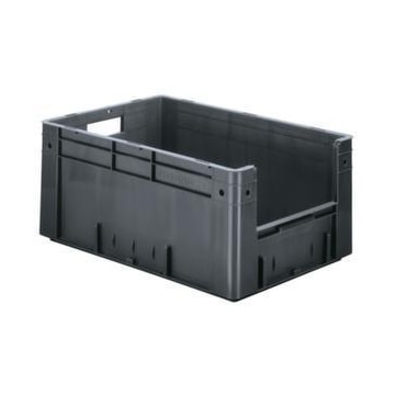 Euronorm-Stapelbehälter,HxLxB 270x600x400mm,50l,PP,grau,Wände geschlossen