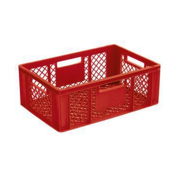 Euronorm-Stapelbehälter,HxLxB 240x600x400mm,43l,PP,rot,Wände durchbrochen