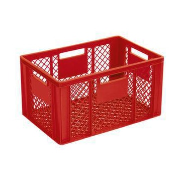 Euronorm-Stapelbehälter,HxLxB 320x600x400mm,63l,PP,rot,Wände durchbrochen