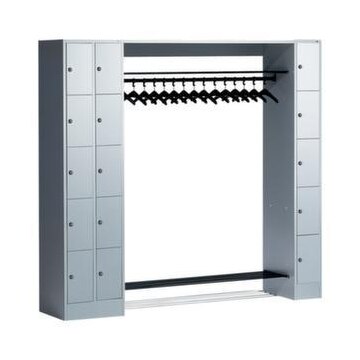 Schließfach-Garderobe, RAL7035, HxBxT 1950x2100x480mm, 3x5 Fächer