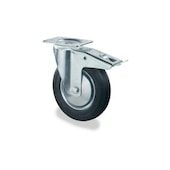 Lenkrolle m. Feststeller, Tragl. 50kg, Vollgummi-Bereifung, ØxB 80x25mm