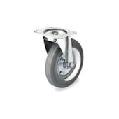 Lenkrolle, Tragl. 50kg, Vollgummi-Bereifung, ØxB 80x26mm, Rollenlager