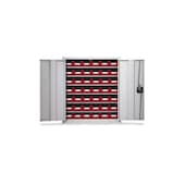 Wandschrank mit Kästen, HxBxT 780x690x285mm, 42 Kästen PE, 5xStahlboden