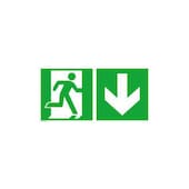 Fluchtwegschild,Notausgang rechts,Pfeil rechts abwärts,Aufkleber,Folie