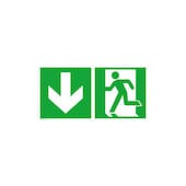 Fluchtwegschild, Notausgang links, Pfeil links abwärts, Aufkleber, Folie