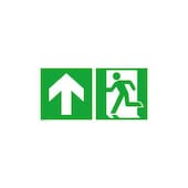 Fluchtwegschild, Notausgang links, Pfeil links aufwärts, Aufkleber, Folie