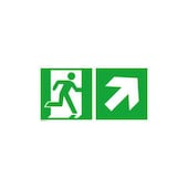 Fluchtwegschild,Notausgang rechts,Pfeil rechts schräg aufwärts,Aufkleber