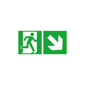 Fluchtwegschild,Notausgang rechts,Pfeil rechts schräg abwärts,Aufkleber