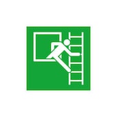 Fluchtwegeschild, Notausstieg rechts, Wandschild, Alu, langnachleuchtend