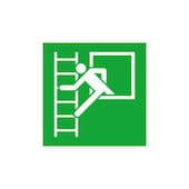 Fluchtwegeschild, Notausstieg links, Wandschild, Alu, langnachleuchtend