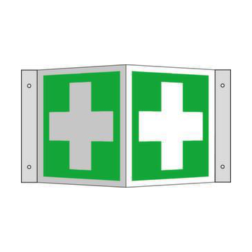 Erste-Hilfe-Schild, Erste-Hilfe, Winkelschild, Alu, langnachleuchtend