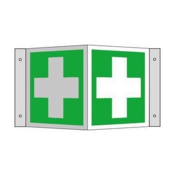 Erste-Hilfe-Schild, Erste-Hilfe, Winkelschild, Alu, langnachleuchtend