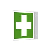 Erste-Hilfe-Schild, Erste-Hilfe, Fahnenschild, Alu, langnachleuchtend