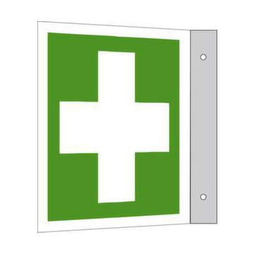 Erste-Hilfe-Schild, Erste-Hilfe, Fahnenschild, Alu, langnachleuchtend