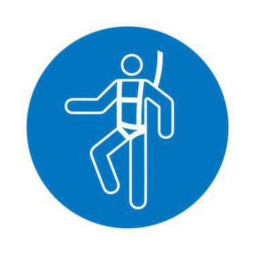 Gebotsschild, Auffanggurt anlegen, Wandschild, Alu, Ø 200mm