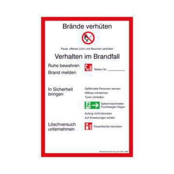 Brandschutzschild, Brandschutzverordnung Teil A, Verhalten im Brandfall