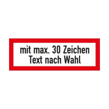 Brandschutzschild, Freitext 30 Zeichen, Wandschild, Alu, Standard