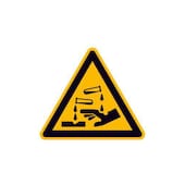 Warnschild, Warnung v. ätzenden Stoffen, Wandschild, Alu, HxB 100x100mm