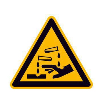 Warnschild, Warnung v. ätzenden Stoffen, Wandschild, Alu, HxB 100x100mm