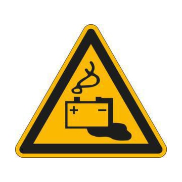 Warnschild, Warnung v. Gefahren durch Batterien, Aufkleber, Folie