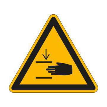 Warnschild, Warnung v. Handverletzungen, Wandschild, Alu, HxB 100x100mm