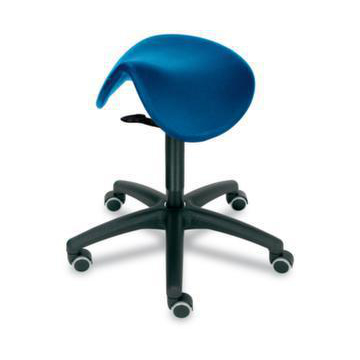 Sattelsitzhocker,Sitz Stoff blau,Sitz H 490-680mm,Gestell schwarz,Rollen