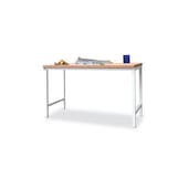 Werkbank, HxBxT 900x1500x700mm, Multiplexplatte, geölt, 4-Fuß, lichtgrau