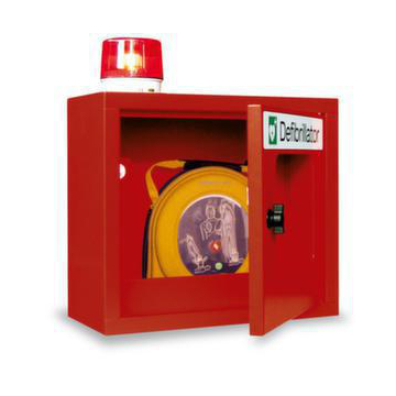 Defibrillator-Wandschrank, leer, HxBxT 490x400x220mm, Drehriegel, Stahl