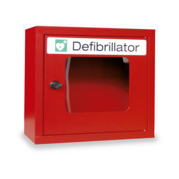 Defibrillator-Wandschrank, leer, HxBxT 400x400x220mm, Drehriegel, Stahl