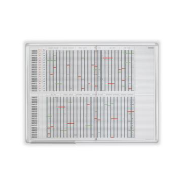 Jahresplaner, HxB 900x1200mm, magnethaftend, Tafel weiß, m. Raster