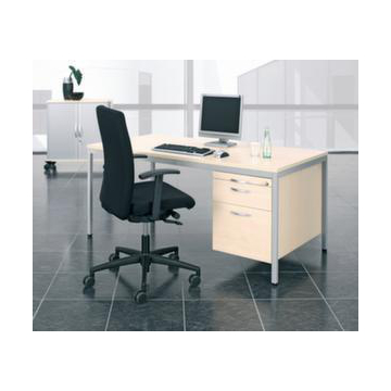 Schreibtisch, HxBxT 720x1600x800mm, Dekor Platte weiß, Gestell RAL9006