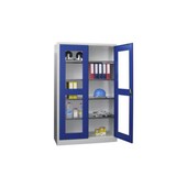 Sichtfensterschrank, HxBxT 1950x1200x500mm, RAL7035, Front RAL5010