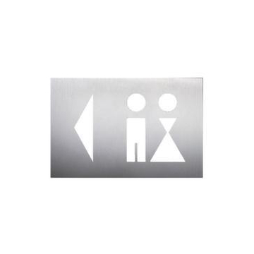 Wandschild, WC Damen/Herren, Pfeil links, Edelstahl, selbstklebend