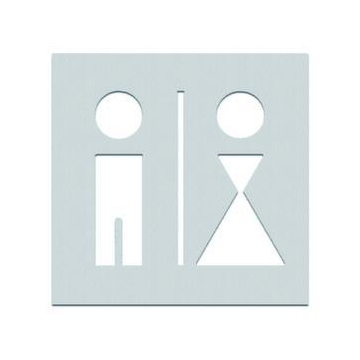 Türschild,WC Damen/Herren getrennt,Edelstahl,selbstklebend,HxB 160x160mm