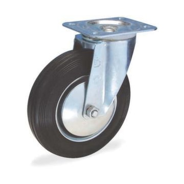 Lenkrolle, Tragl. 170kg, Vollgummi-Bereifung, ØxB 180x45mm, Rollenlager