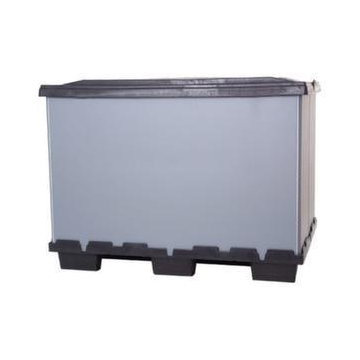 Paletten-Faltbox,HxLxB 915x800x1200mm,Auflast 500kg,Kunststoff,grau