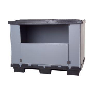 Paletten-Faltbox,HxLxB 915x800x1200mm,Auflast 500kg,Kunststoff,grau