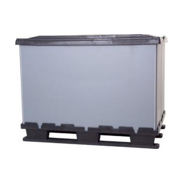 Paletten-Faltbox,HxLxB 930x800x1200mm,Auflast 1000kg,Kunststoff,grau