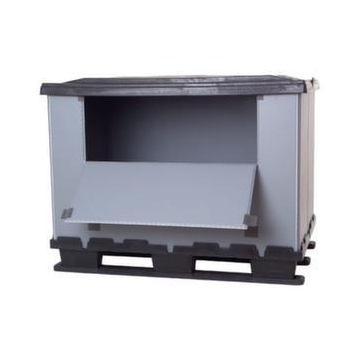 Paletten-Faltbox,HxLxB 930x800x1200mm,Auflast 1000kg,Kunststoff,grau
