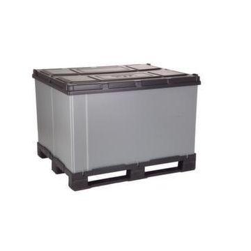 Paletten-Faltbox,HxLxB 1110x1000x1200mm,Auflast 500kg,Kunststoff,grau